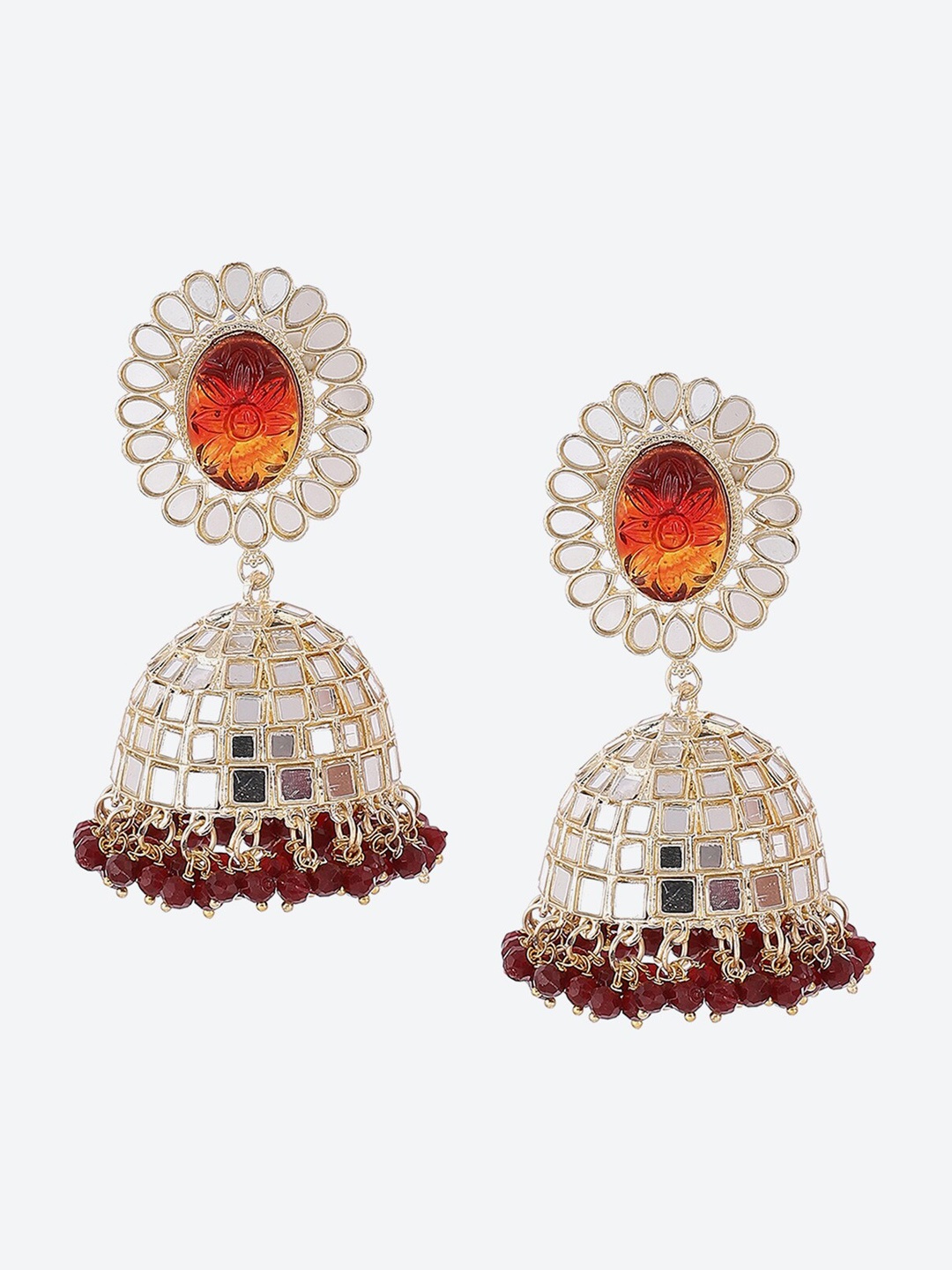 

Rangriti Maroon Contemporary Jhumkas Earrings