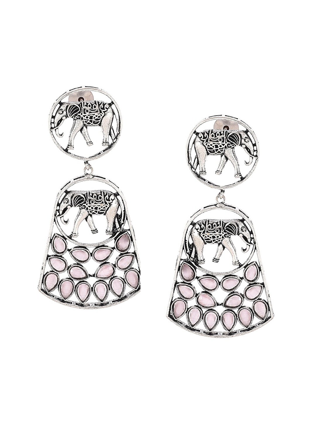 

Rangriti Silver-Toned Contemporary Jhumkas Earrings
