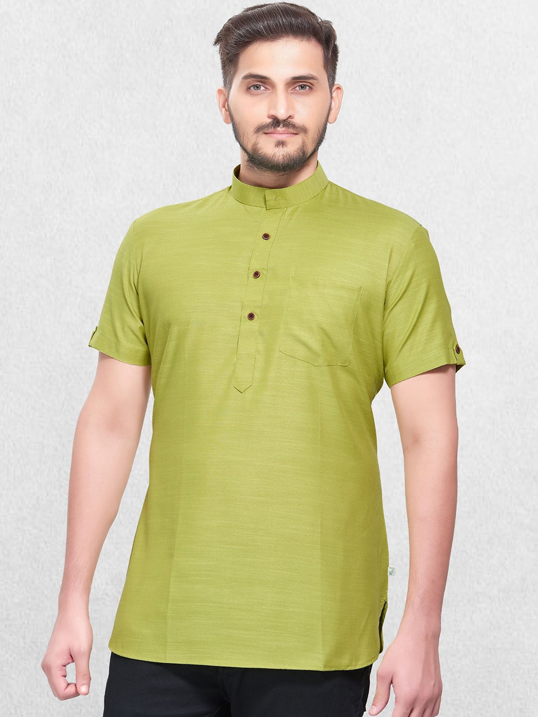 

SHIWAM ETHNIX Men Green Patchwork Kurta