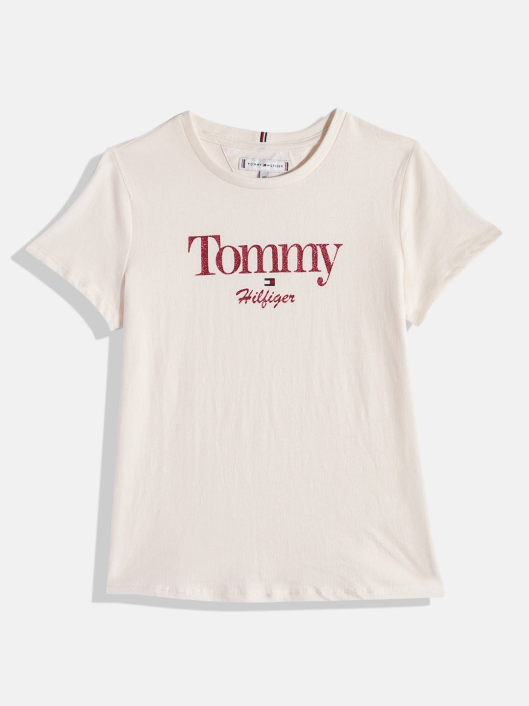 

Tommy Hilfiger Girls White Brand Logo Printed Pure Cotton T-shirt