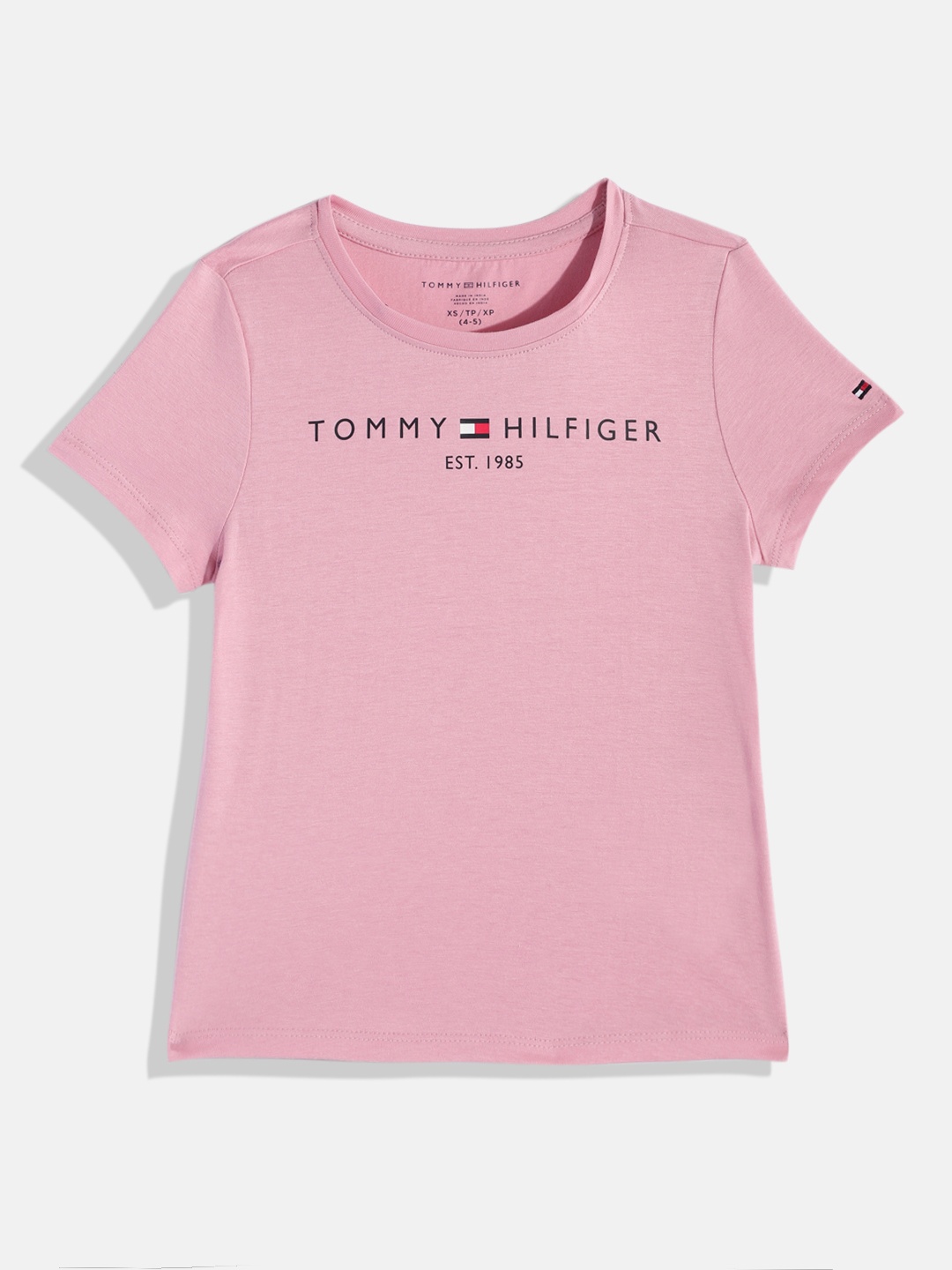

Tommy Hilfiger Girls Pink Brand Logo Printed Pure Cotton T-shirt