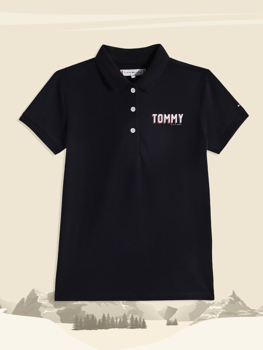 

Tommy Hilfiger Girls Navy Blue Polo Collar T-shirt