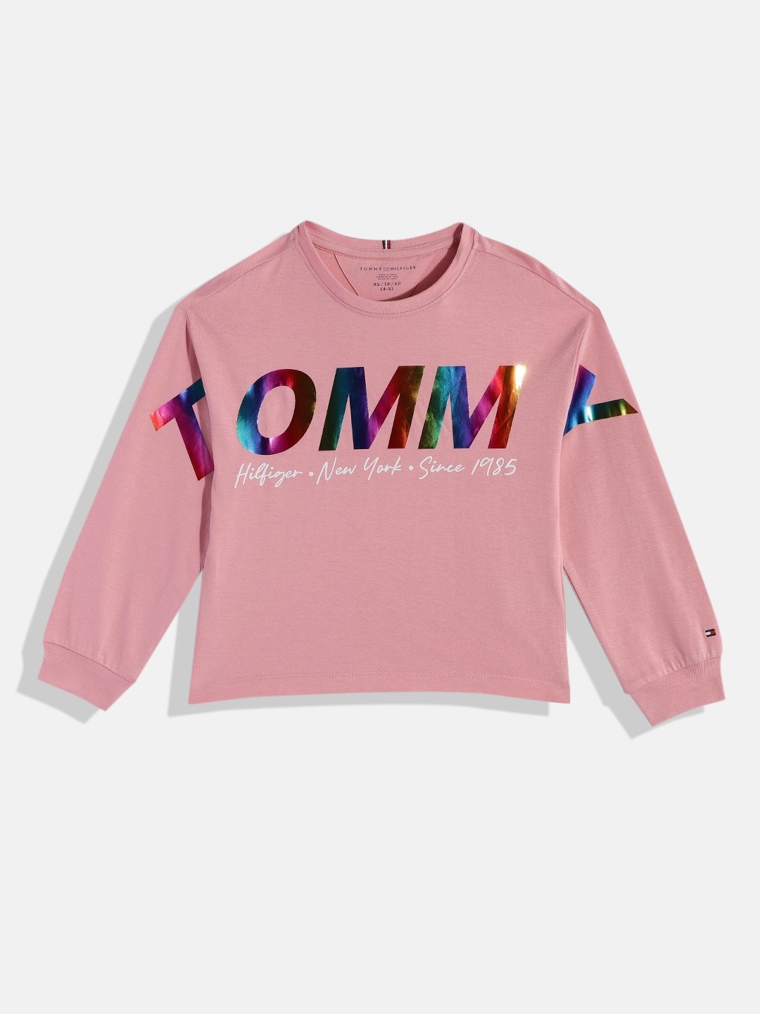 

Tommy Hilfiger Pink Brand Logo Reflective Print Pure Cotton Top