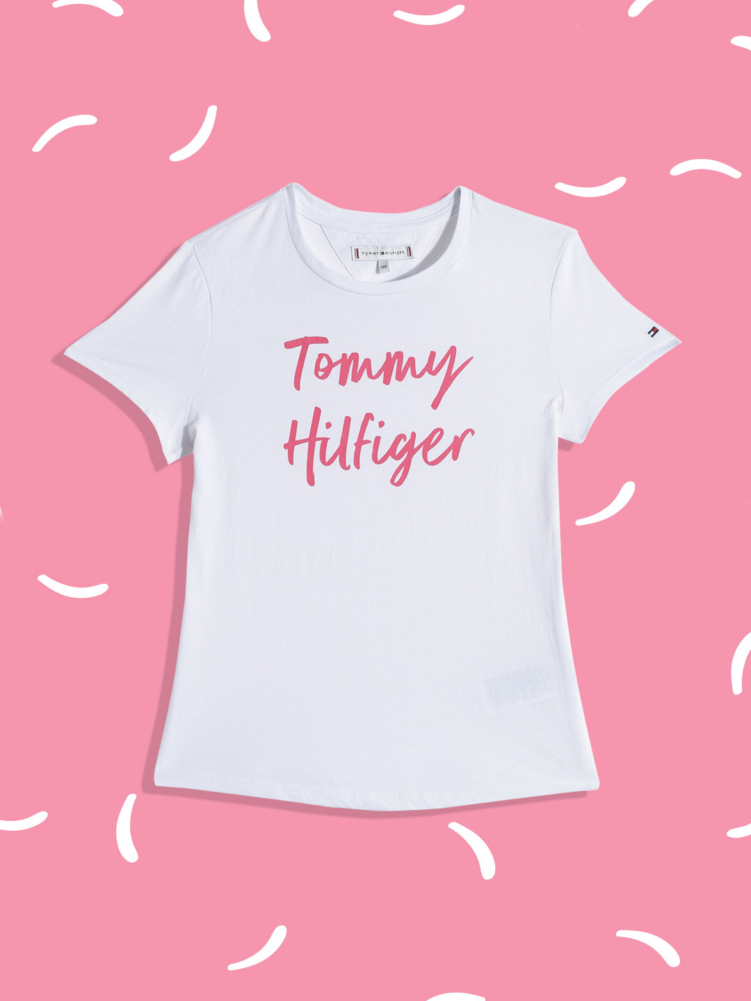 

Tommy Hilfiger Girls White Brand Logo Printed Pure Cotton T-shirt