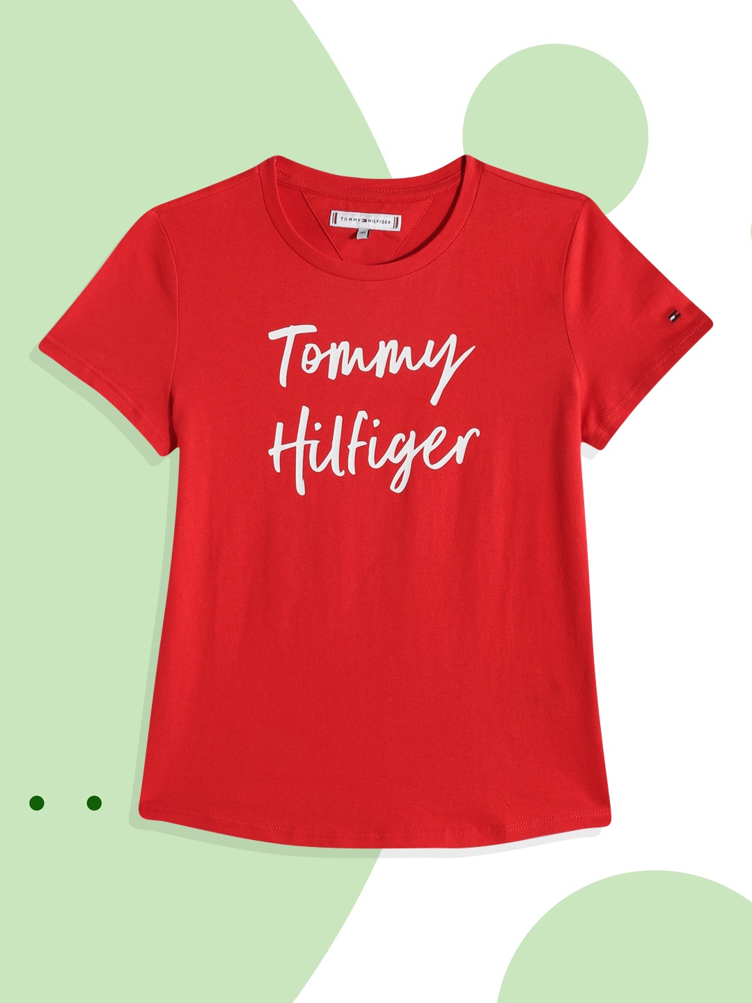 

Tommy Hilfiger Girls Red Brand Logo Printed Pure Cotton T-shirt