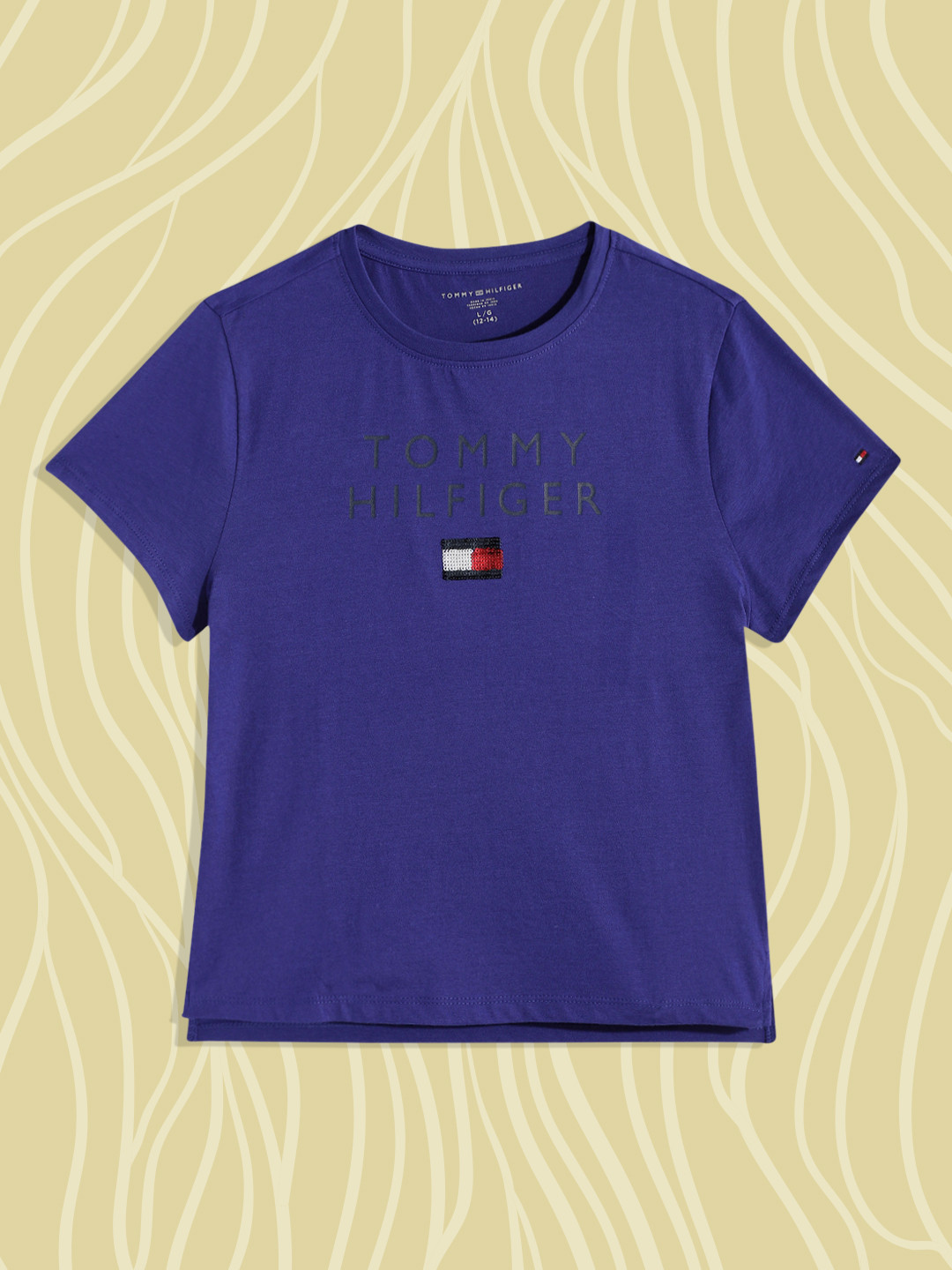 

Tommy Hilfiger Girls Blue Brand Logo Printed Pure Cotton T-shirt