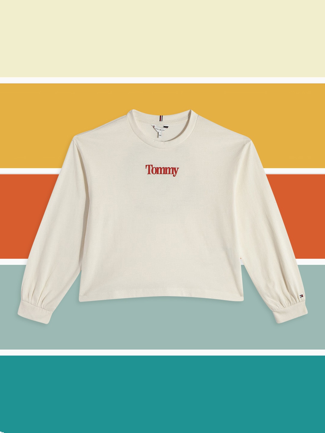

Tommy Hilfiger Girls Off White Brand Logo Printed T-shirt