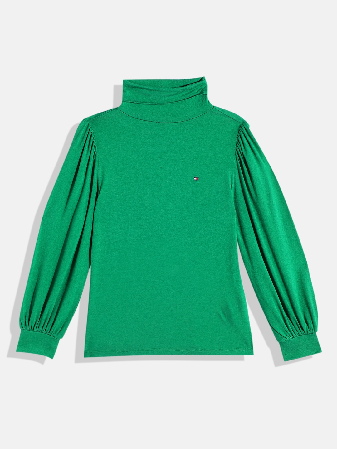

Tommy Hilfiger Turtle Neck Cuffed Puffy Sleeves Top, Green