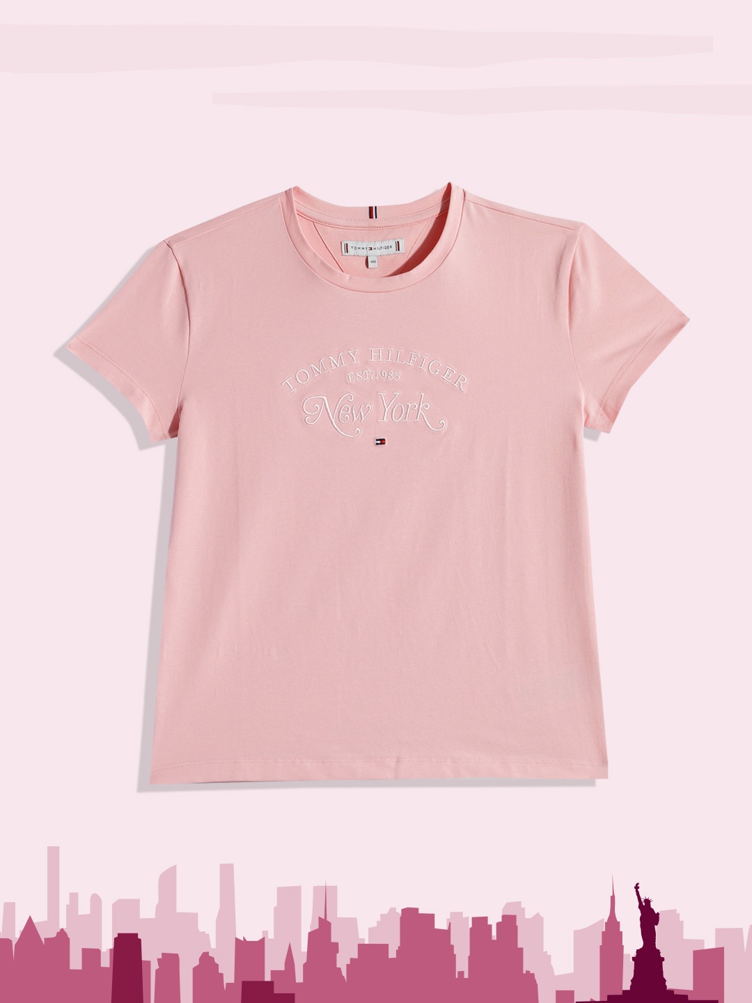 

Tommy Hilfiger Nude Pink Brand Logo Embroidered Top