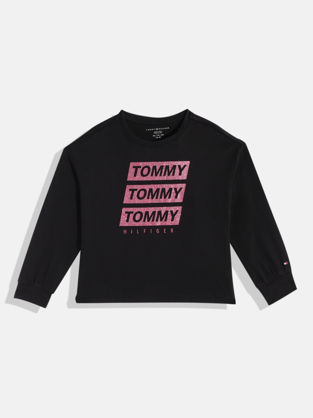 

Tommy Hilfiger Girls Black Brand Logo Printed Pure Cotton T-shirt