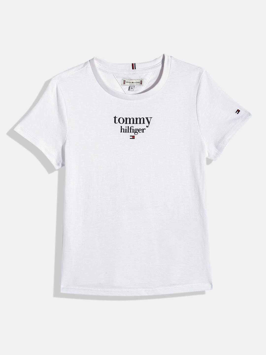 

Tommy Hilfiger Girls White Brand Logo Printed Pure Cotton T-shirt
