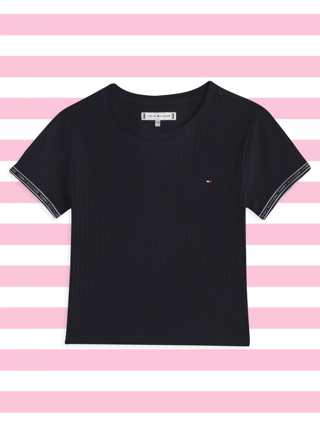 

Tommy Hilfiger Girls Navy Blue Ribbed T-shirt