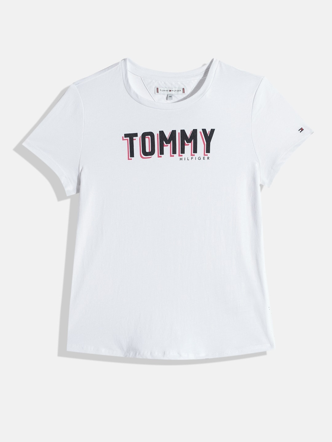 

Tommy Hilfiger Girls White Brand Logo Printed Pure Cotton T-shirt