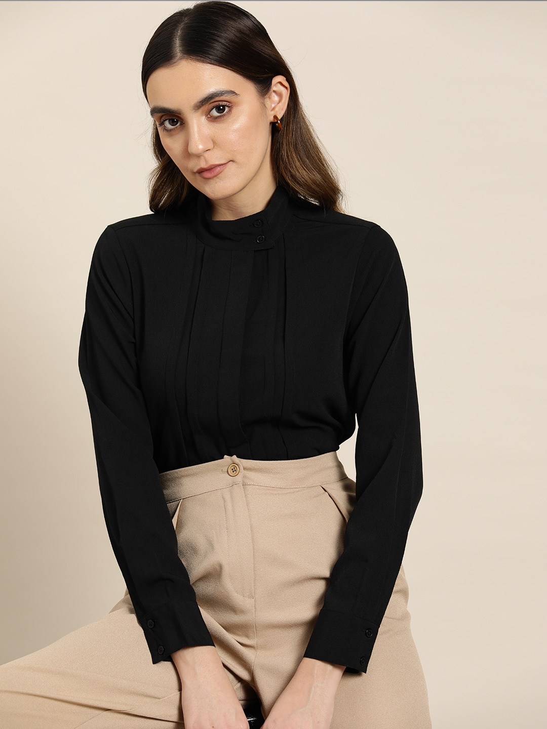 

her by invictus Women Smart Casual Shirt, Black