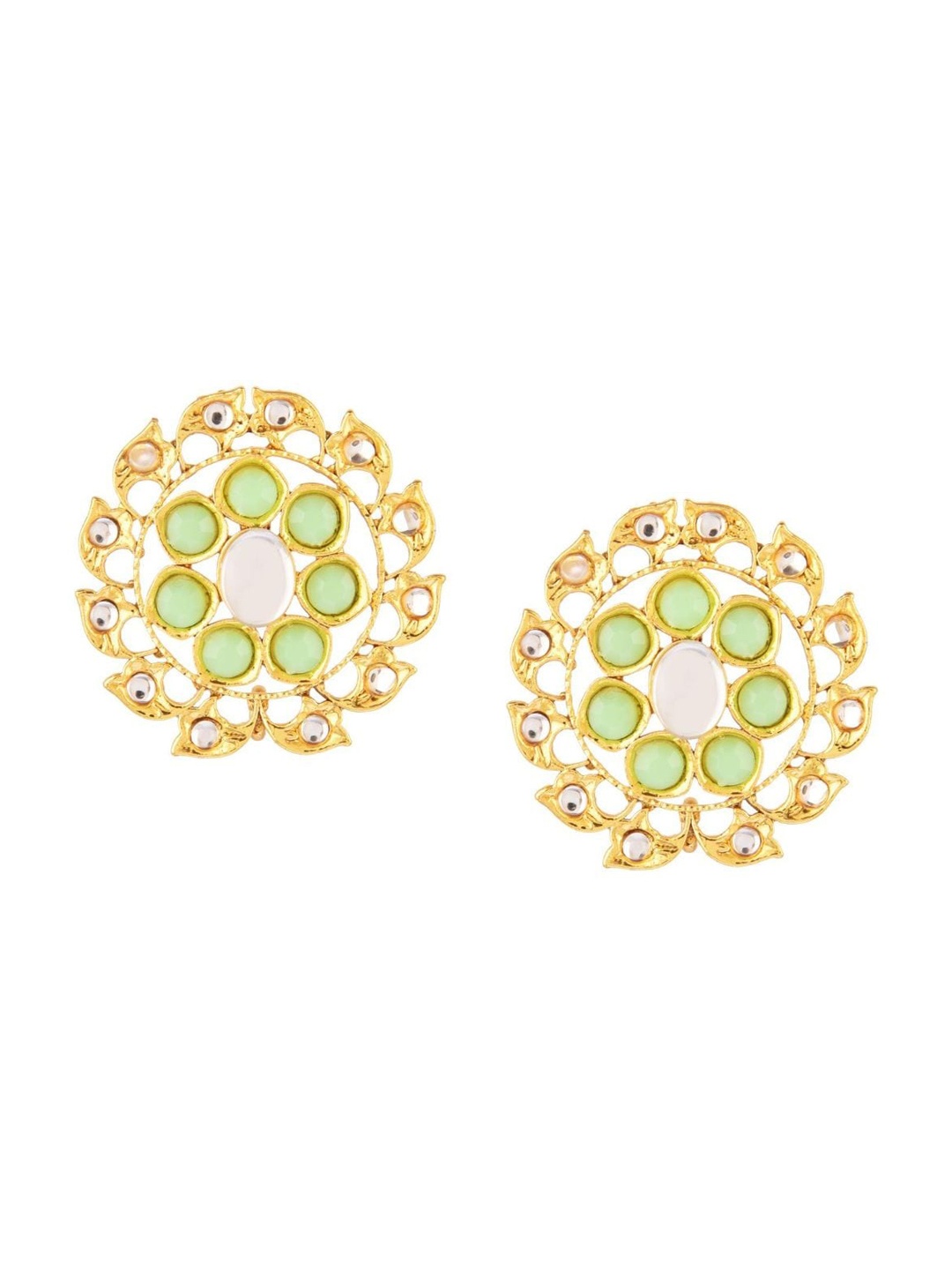 

Efulgenz Lime Green Floral Studs Earrings