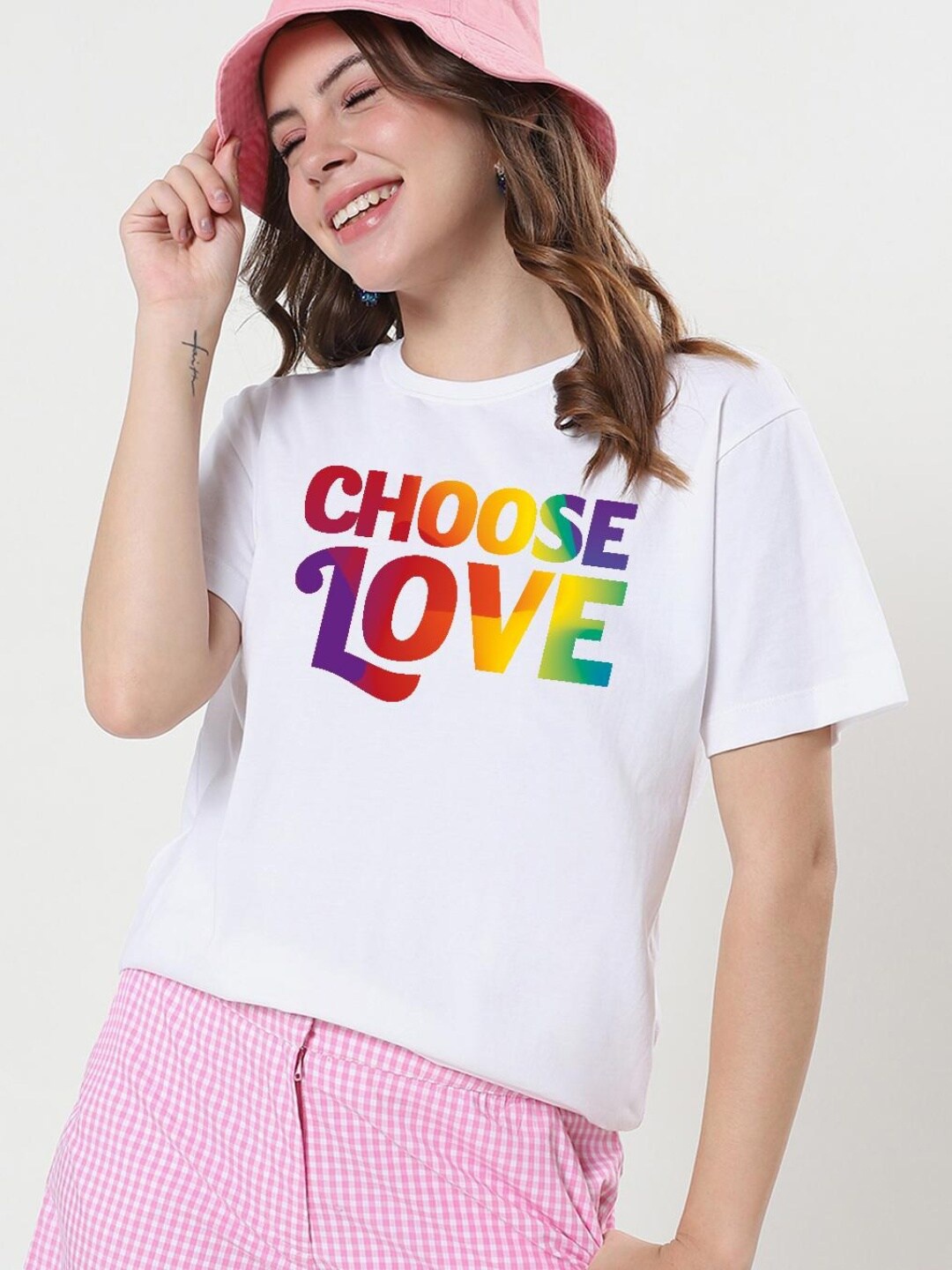 

Bewakoof Women White Typography Printed Loose T-shirt