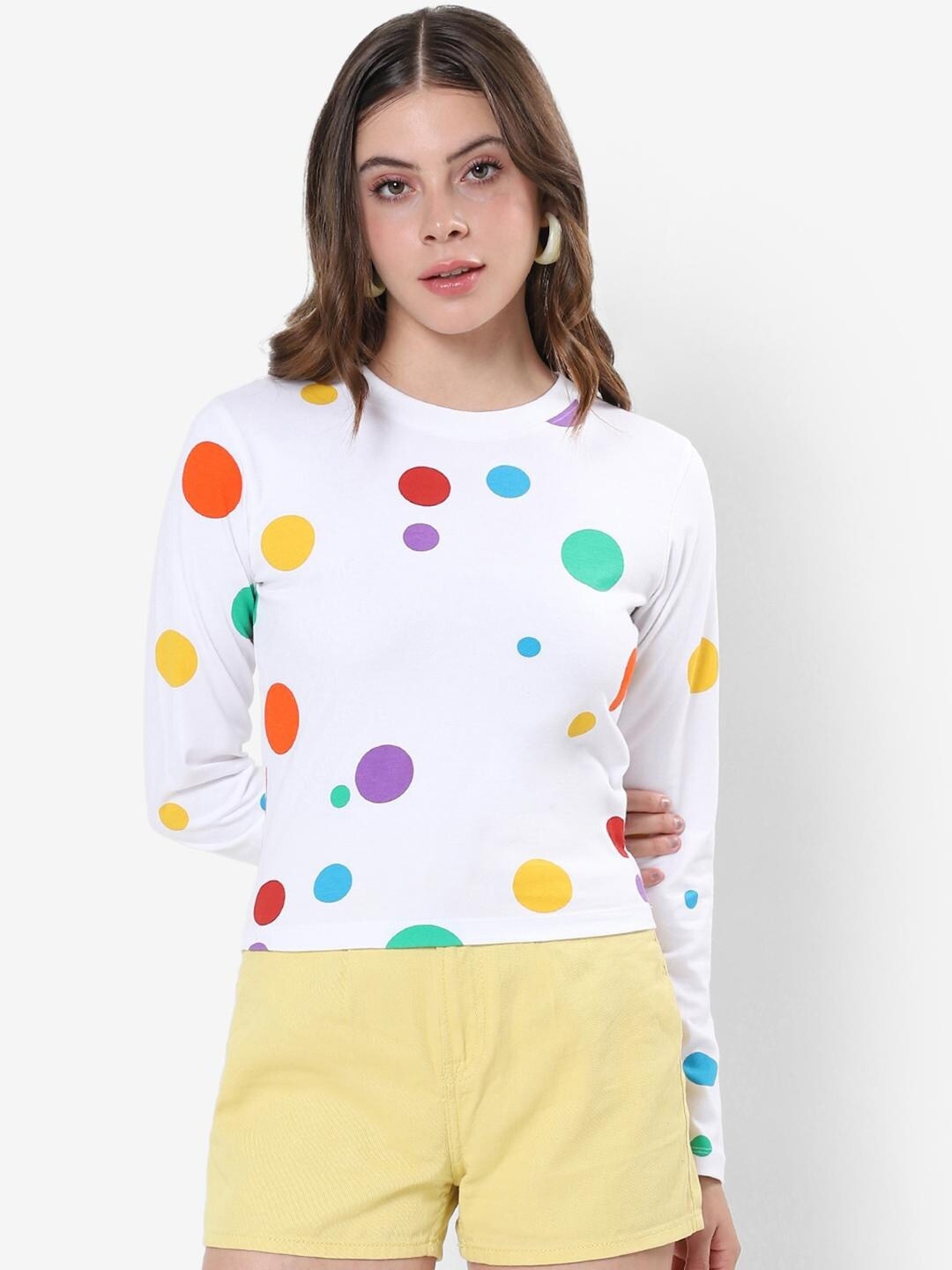 

Bewakoof Women White Printed Pure Cotton Top