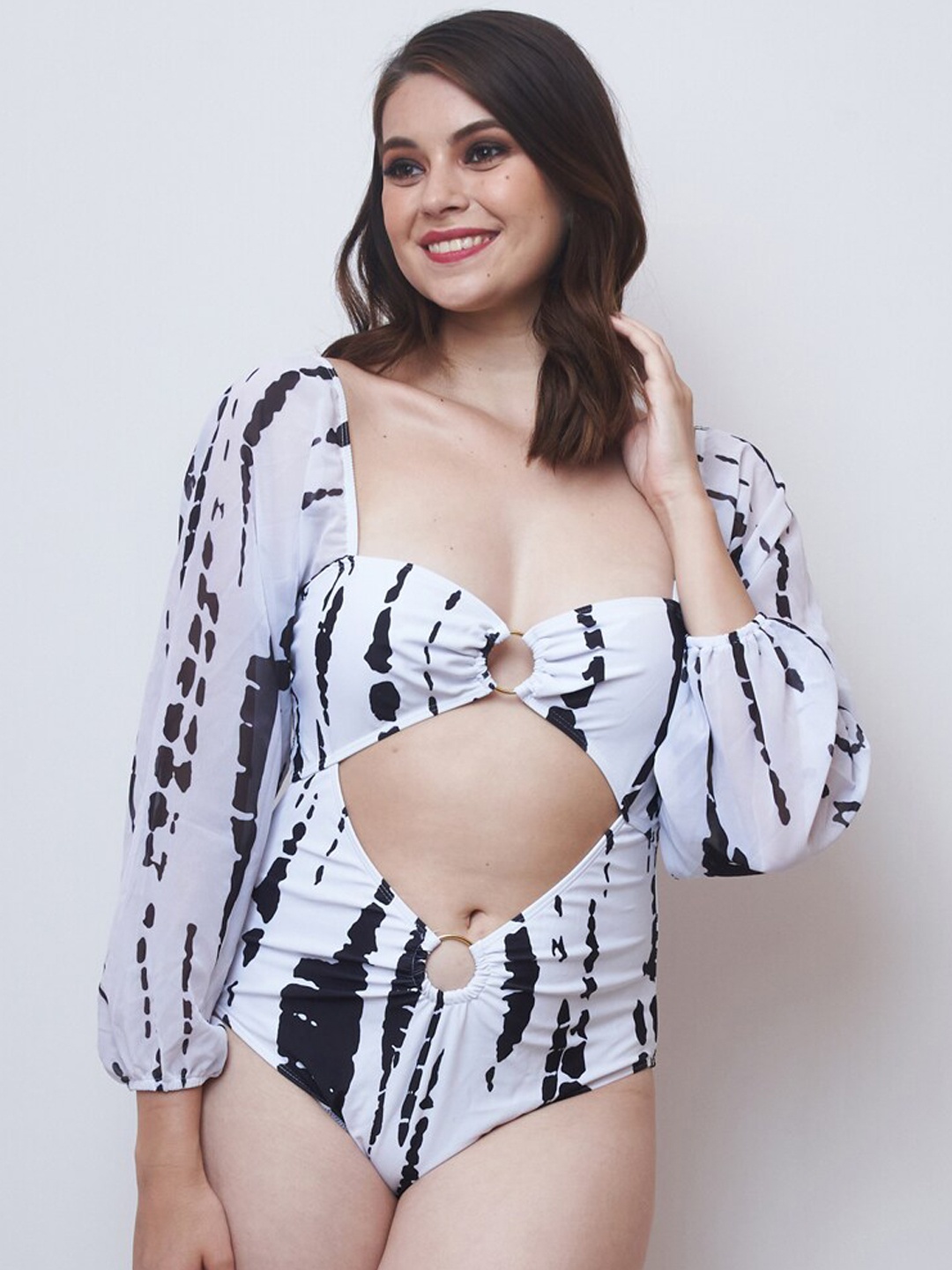 

FancyPants Women White & Blue Printed Swimwear