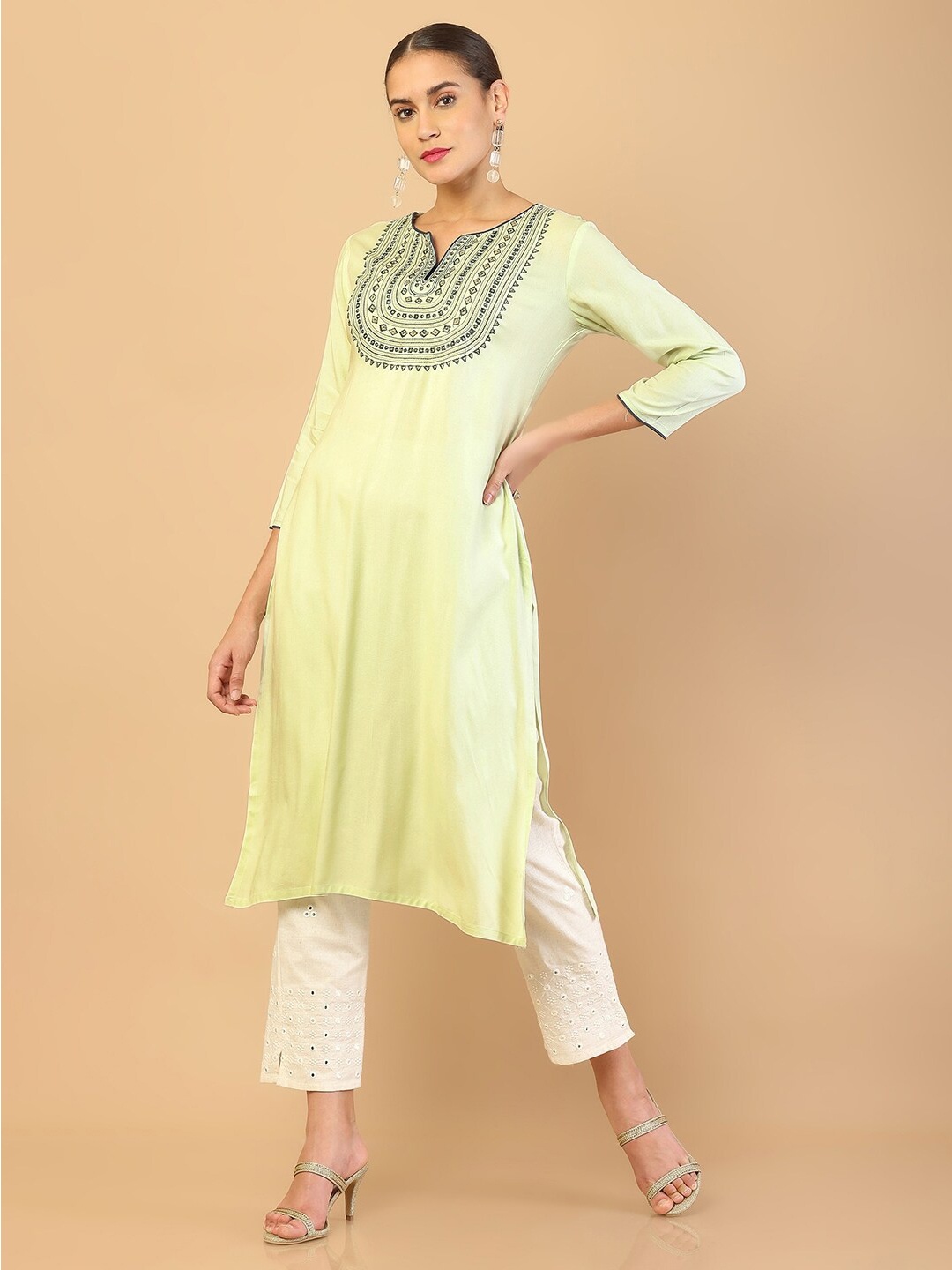 

Soch Green Embroidered Thread Work Kurta