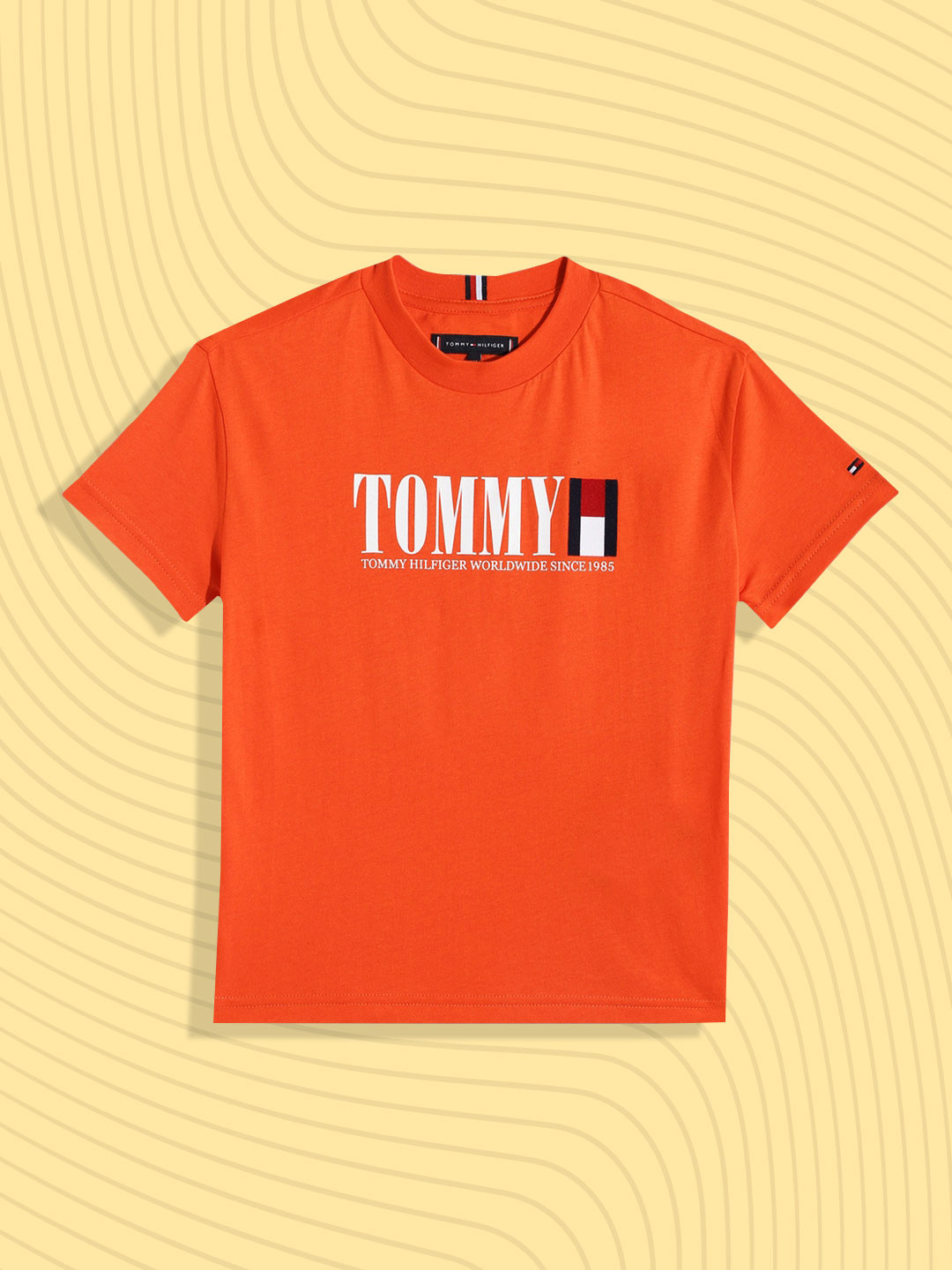 

Tommy Hilfiger Boys Orange Brand Logo Printed Pure Cotton T-shirt
