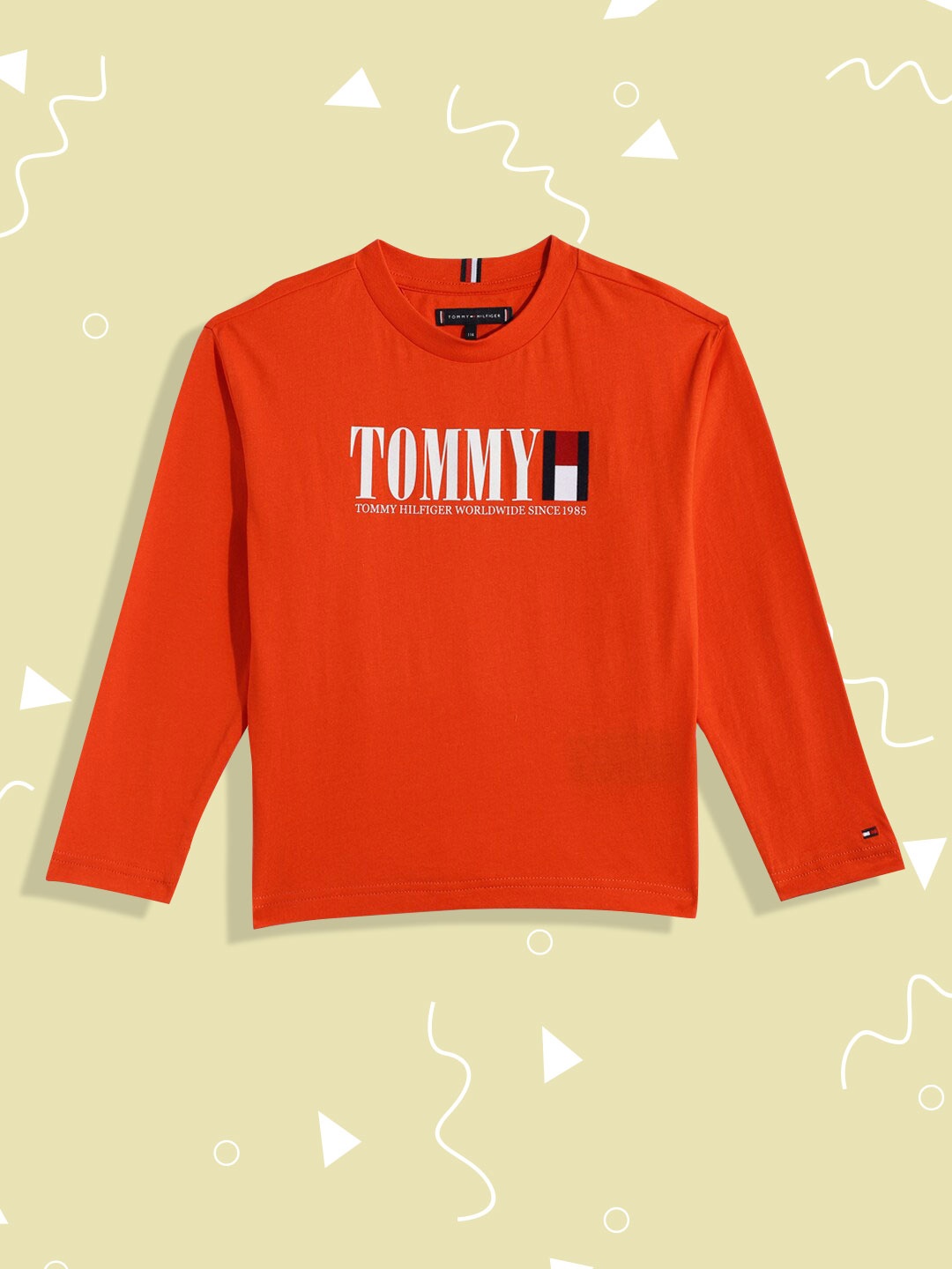

Tommy Hilfiger Boys Orange Brand Logo Printed Pure Cotton T-shirt