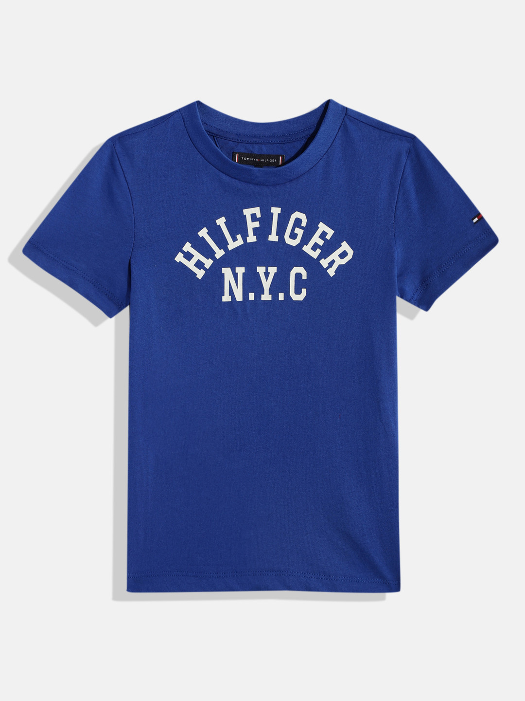 

Tommy Hilfiger Boys Blue Brand Logo Printed Pure Cotton T-shirt