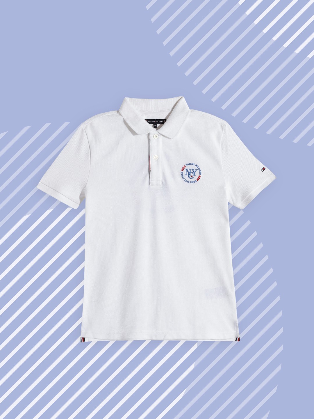 

Tommy Hilfiger Boys White Polo Collar Pure Organic Cotton T-shirt