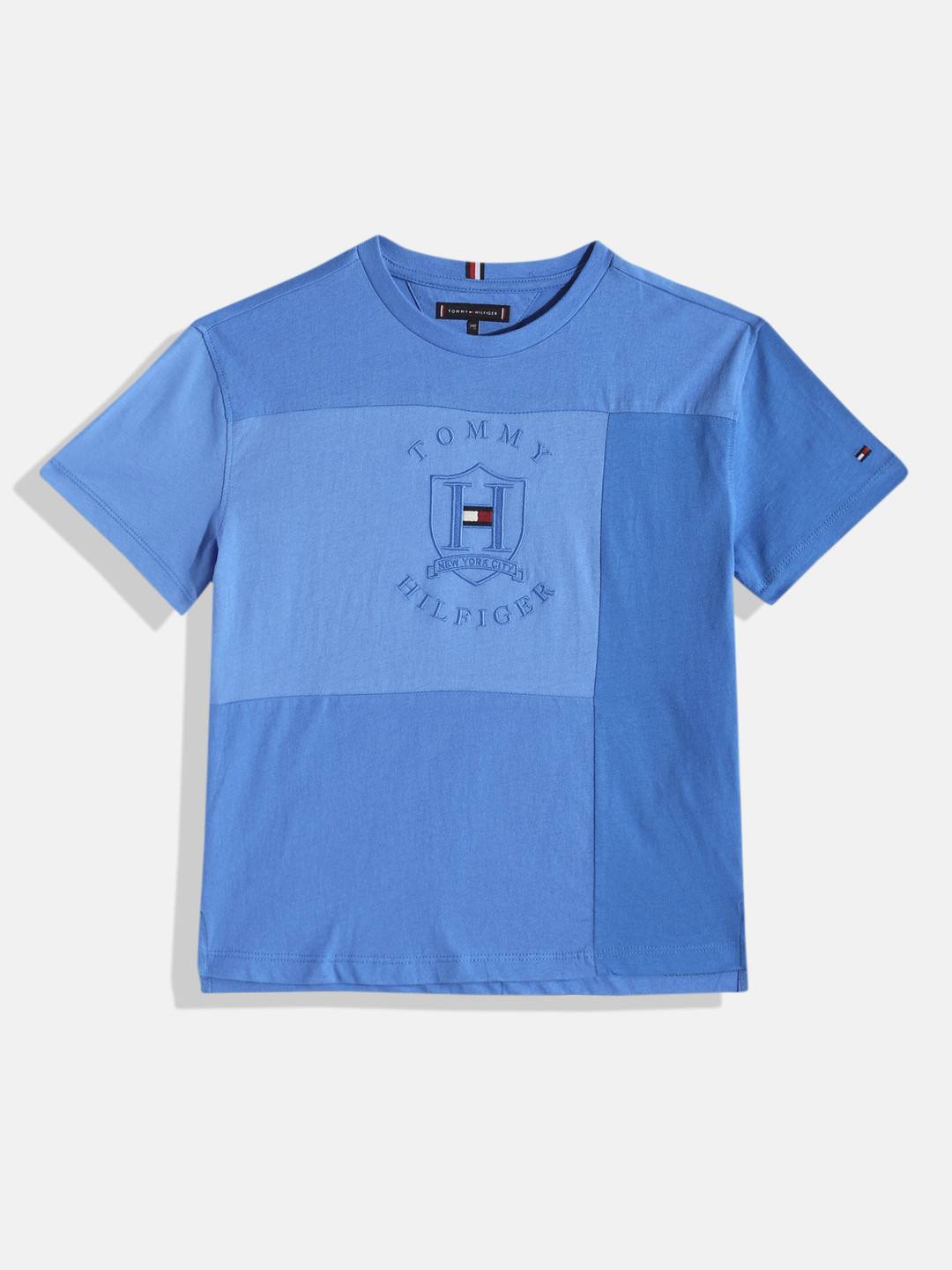 

Tommy Hilfiger Boys Blue Brand Logo Embroidered Pure Cotton T-shirt