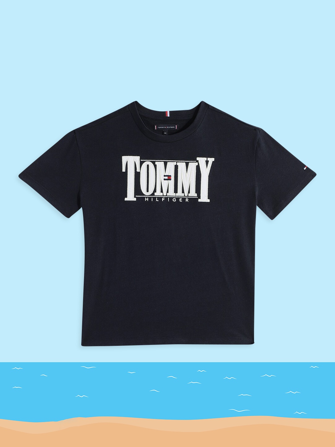 

Tommy Hilfiger Boys Navy Blue Printed Pure Cotton Sustainable T-shirt
