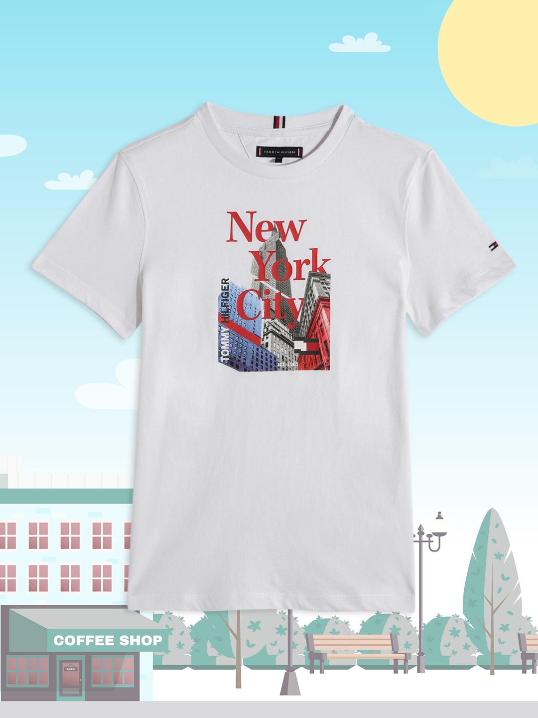 

Tommy Hilfiger Boys White Printed Pure Cotton T-shirt