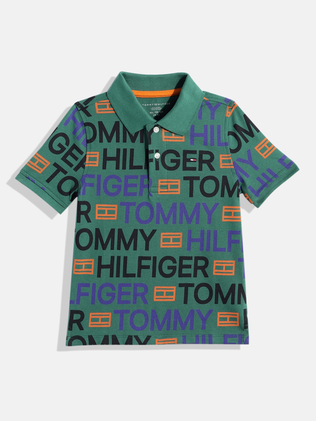 

Tommy Hilfiger Boys Multicoloured Printed Pure Cotton Polo Collar T-shirt, Multi