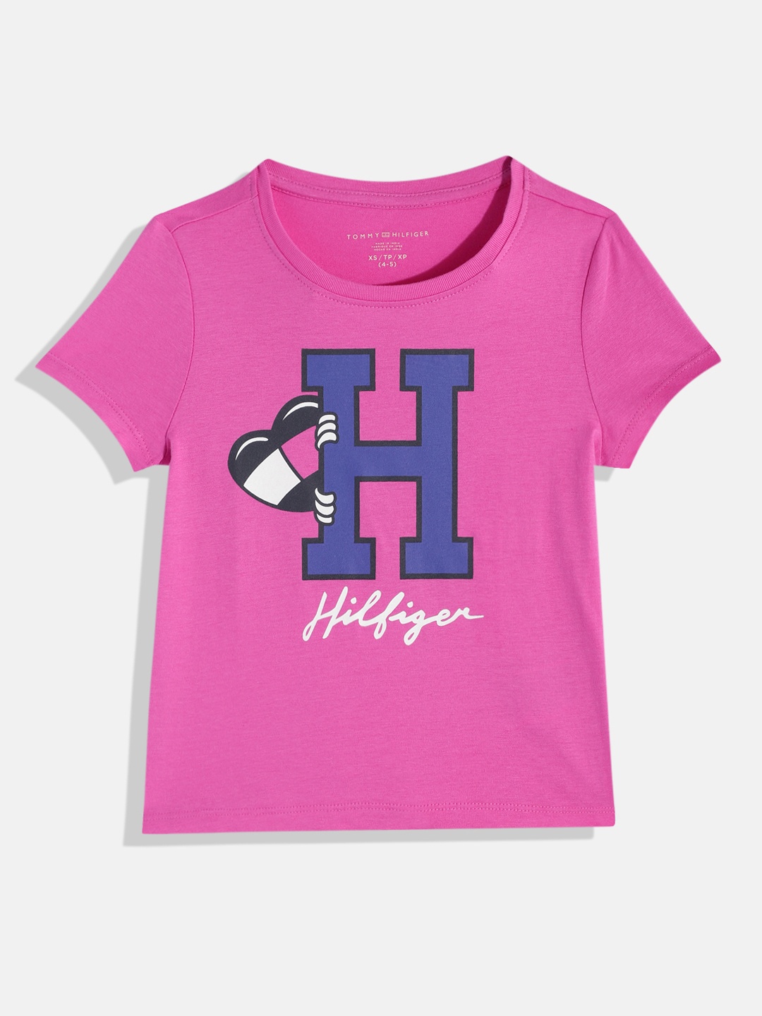 

Tommy Hilfiger Girls Pink Brand Logo Printed Pure Cotton T-shirt