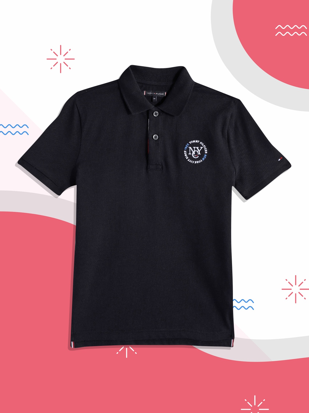 

Tommy Hilfiger Boys Navy Blue Polo Collar Pure Cotton T-shirt