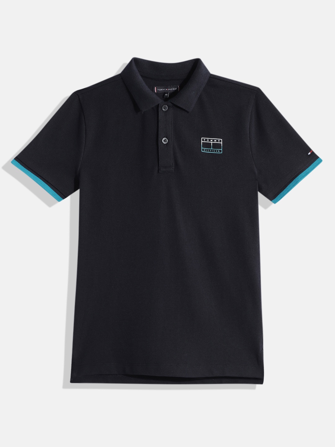 

Tommy Hilfiger Boys Navy Blue Organic Cotton Polo Collar T-shirt