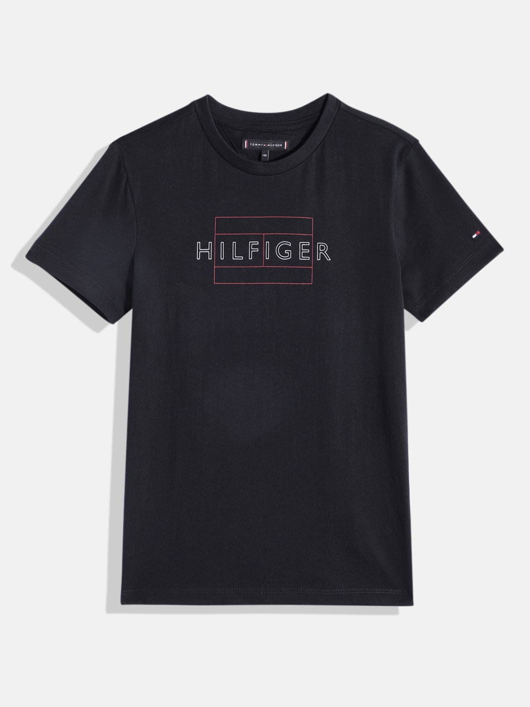 

Tommy Hilfiger Boys Navy Blue Brand Logo Printed Pure Cotton T-shirt