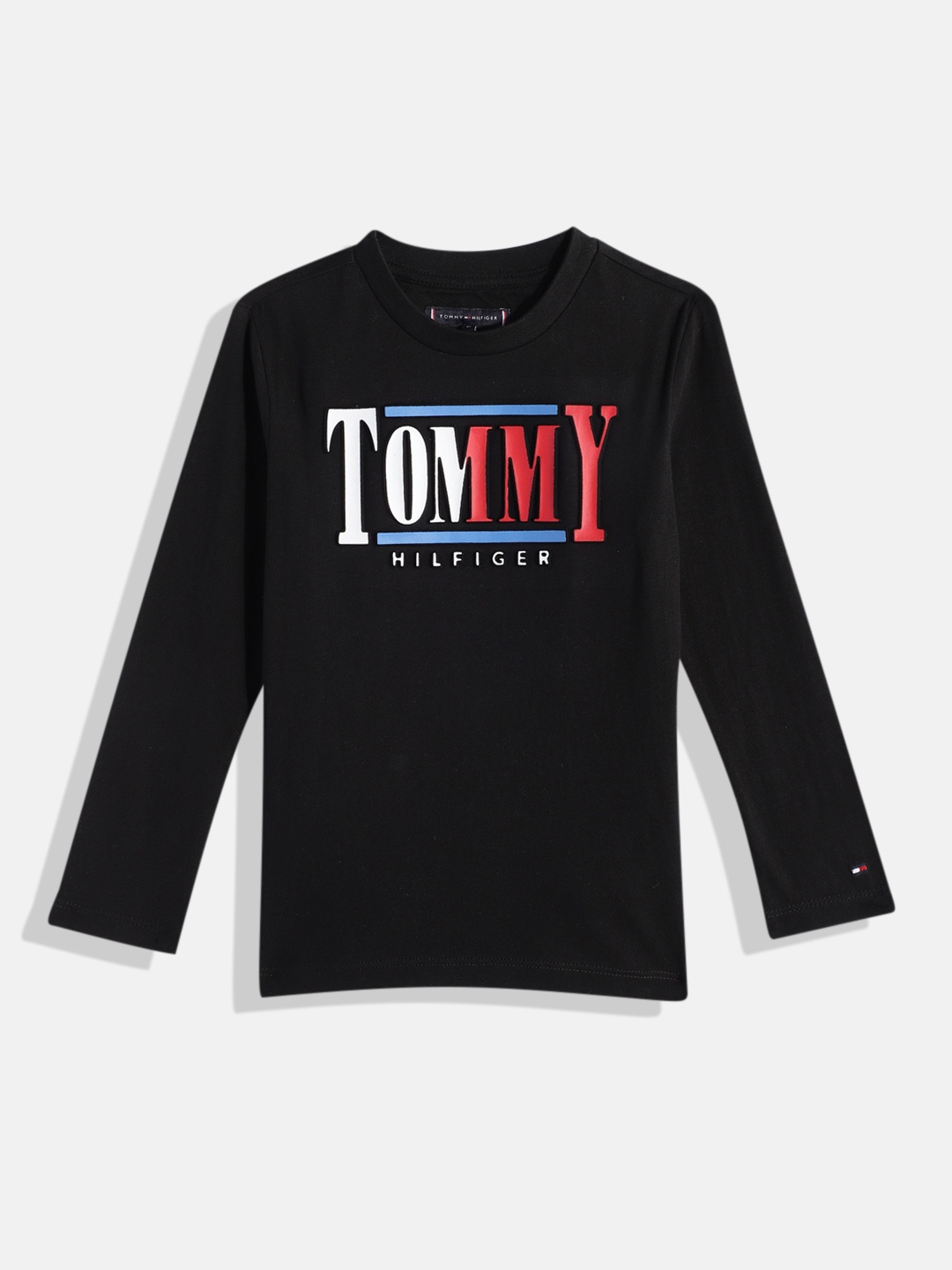 

Tommy Hilfiger Boys Brand Logo Embossed Knitted Organic Cotton T-shirt, Black