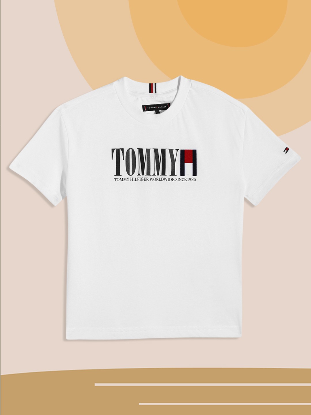 

Tommy Hilfiger Boys White Brand Logo Printed Pure Cotton T-shirt