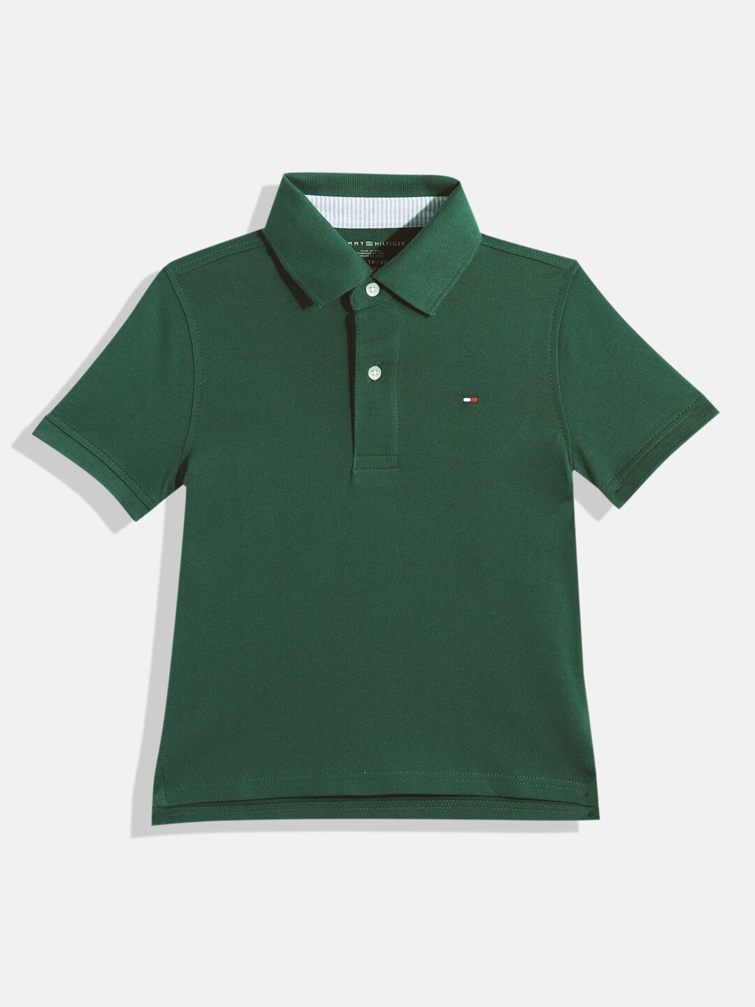 

Tommy Hilfiger Boys Green Solid Polo Collar T-shirt