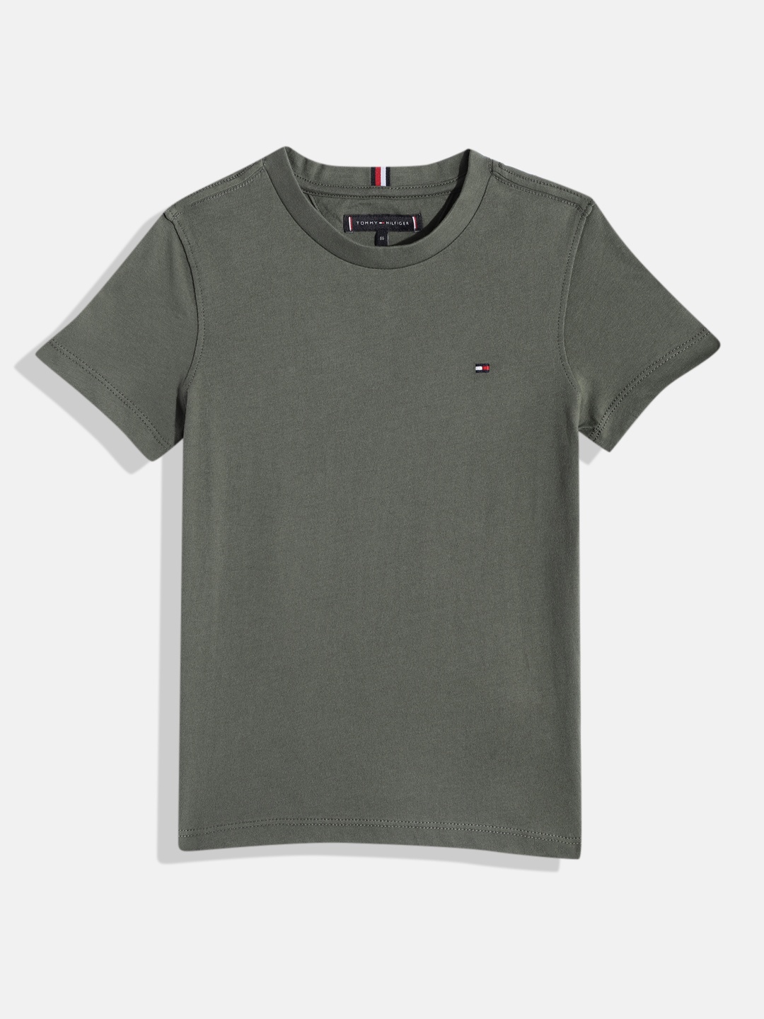 

Tommy Hilfiger Boys Green Solid Pure Cotton T-shirt