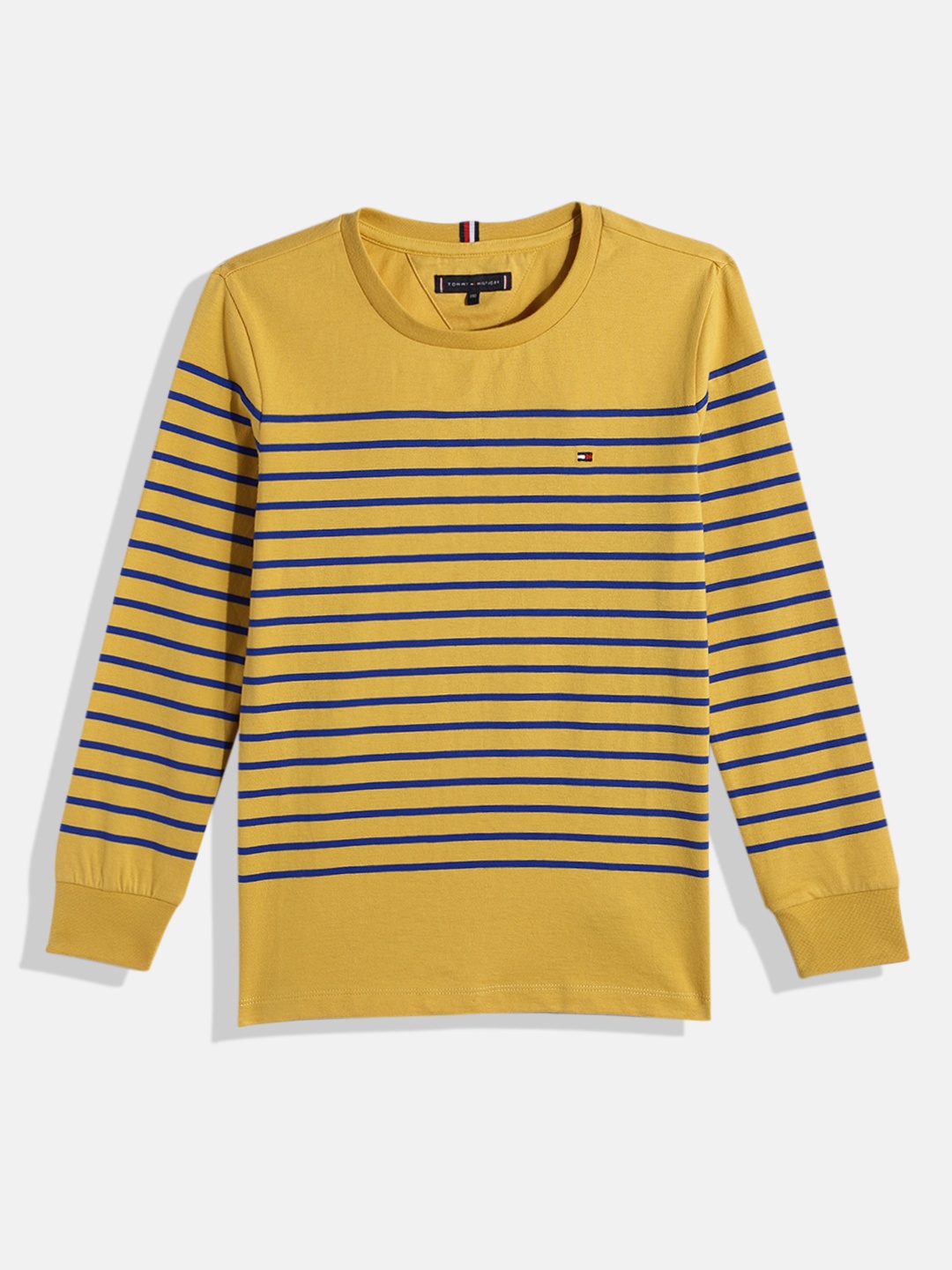 

Tommy Hilfiger Boys Yellow & Blue Striped Pure Organic Cotton T-shirt