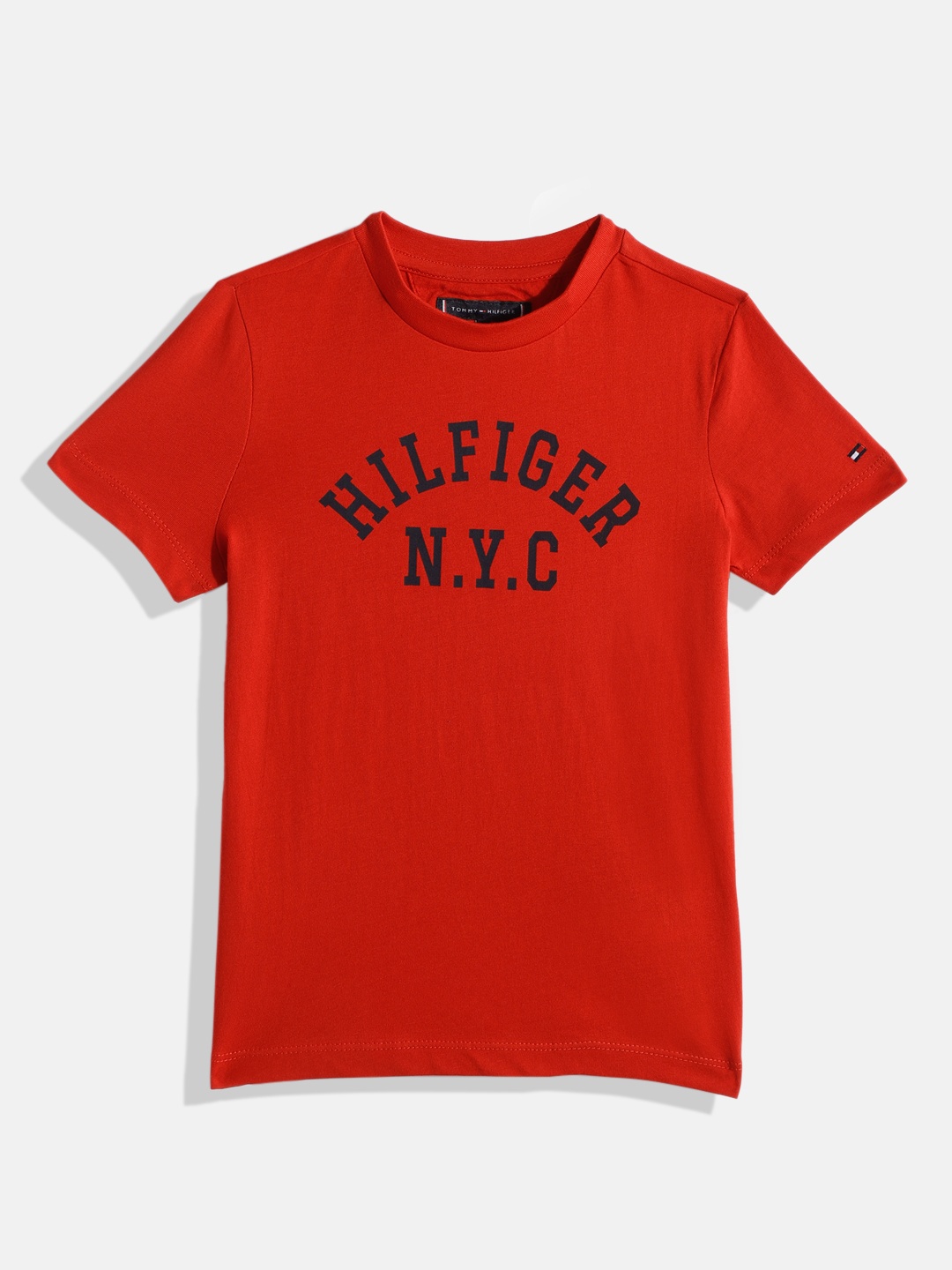 

Tommy Hilfiger Boys Red Printed Pure Cotton T-shirt