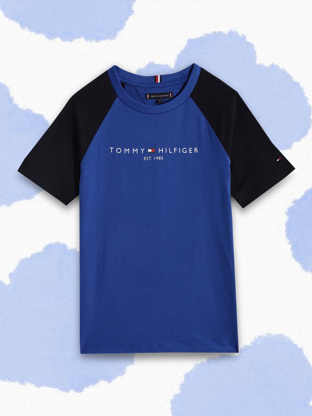 

Tommy Hilfiger Boys Blue & Navy Blue Brand Logo Colourblocked Pure Cotton T-shirt