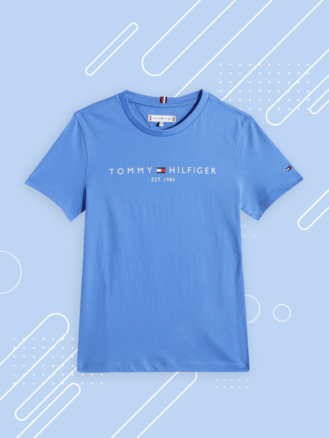 

Tommy Hilfiger Boys Blue Brand Logo Printed Pure Organic Cotton T-shirt