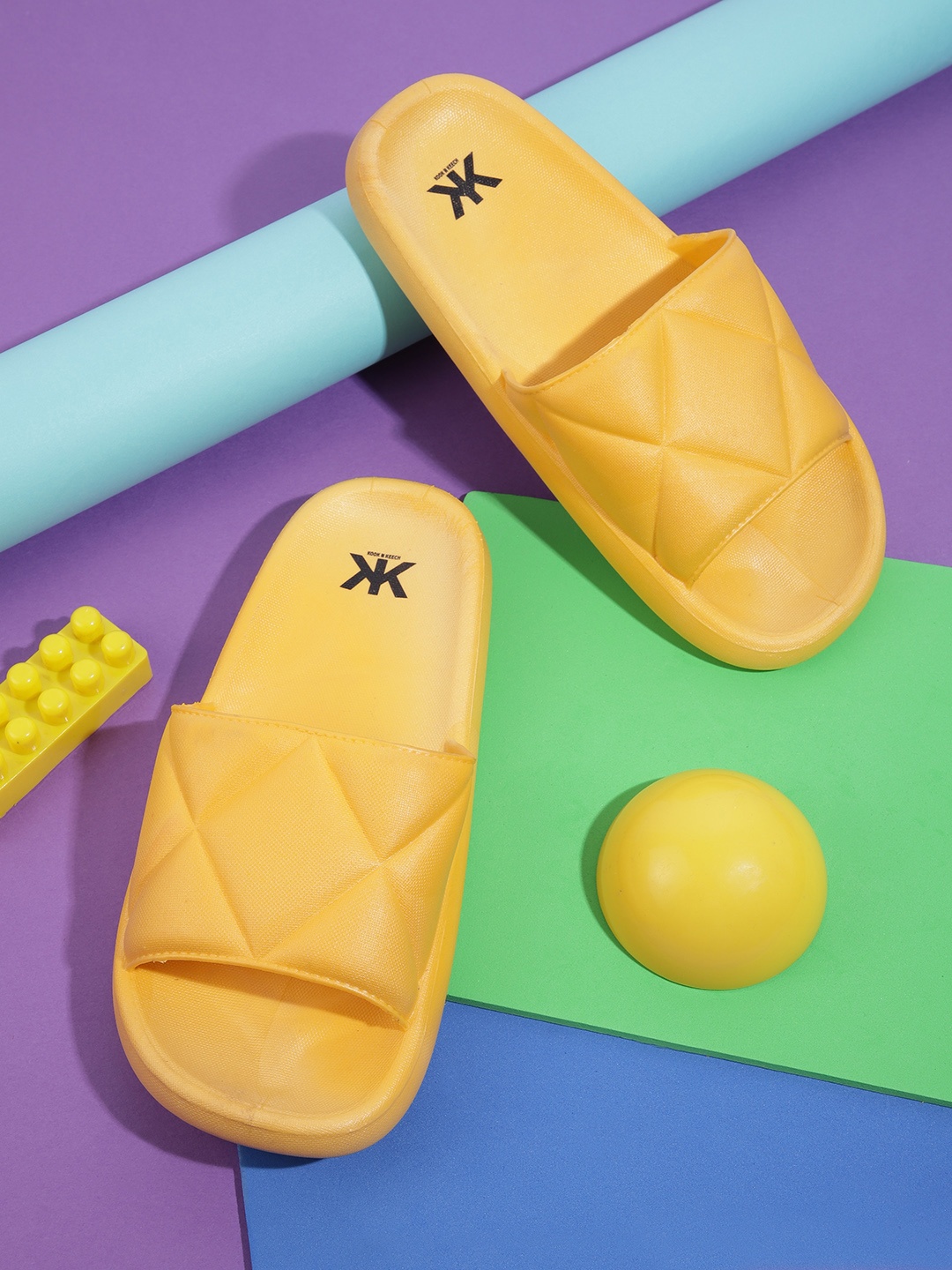 

Kook N Keech Women Quilted Detail Sliders, Yellow