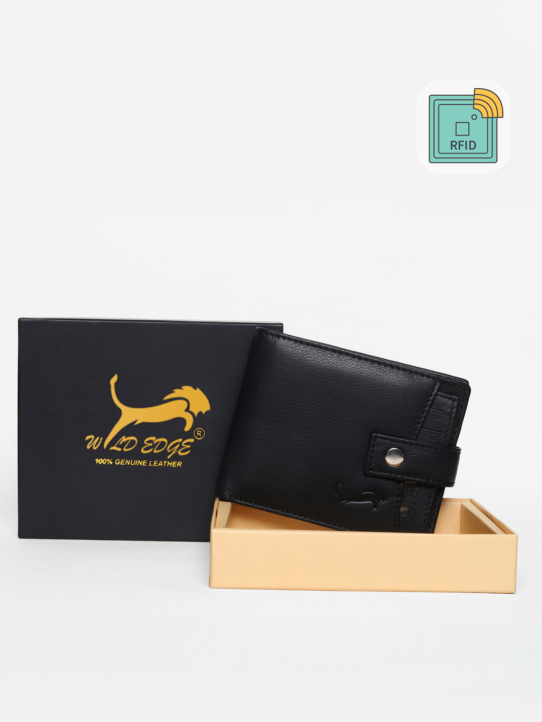 

WILD EDGE Men Black Leather Two Fold Wallet