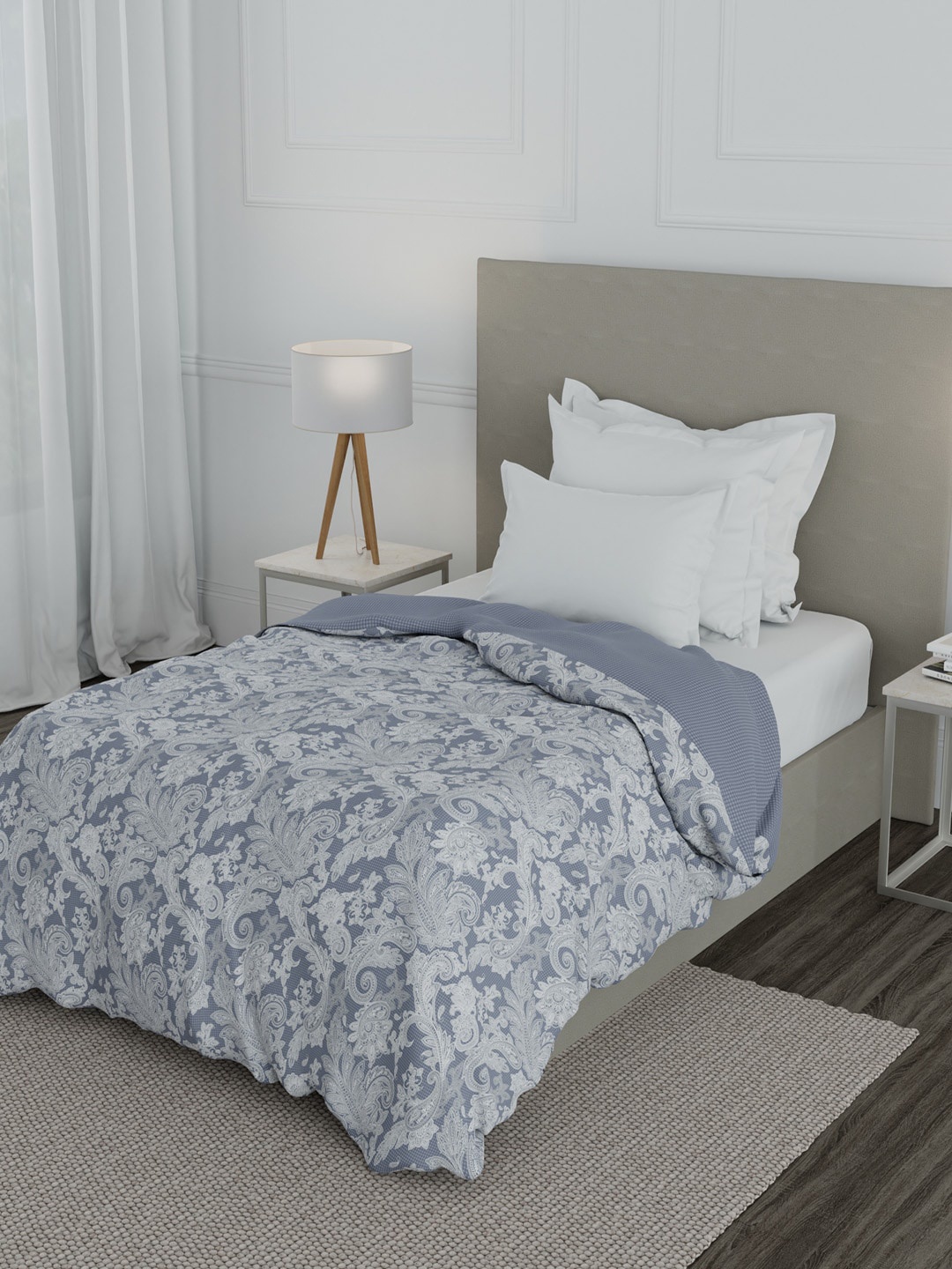 

Trident Unisex Grey Blankets Quilts and Dohars Single Bed Blanket