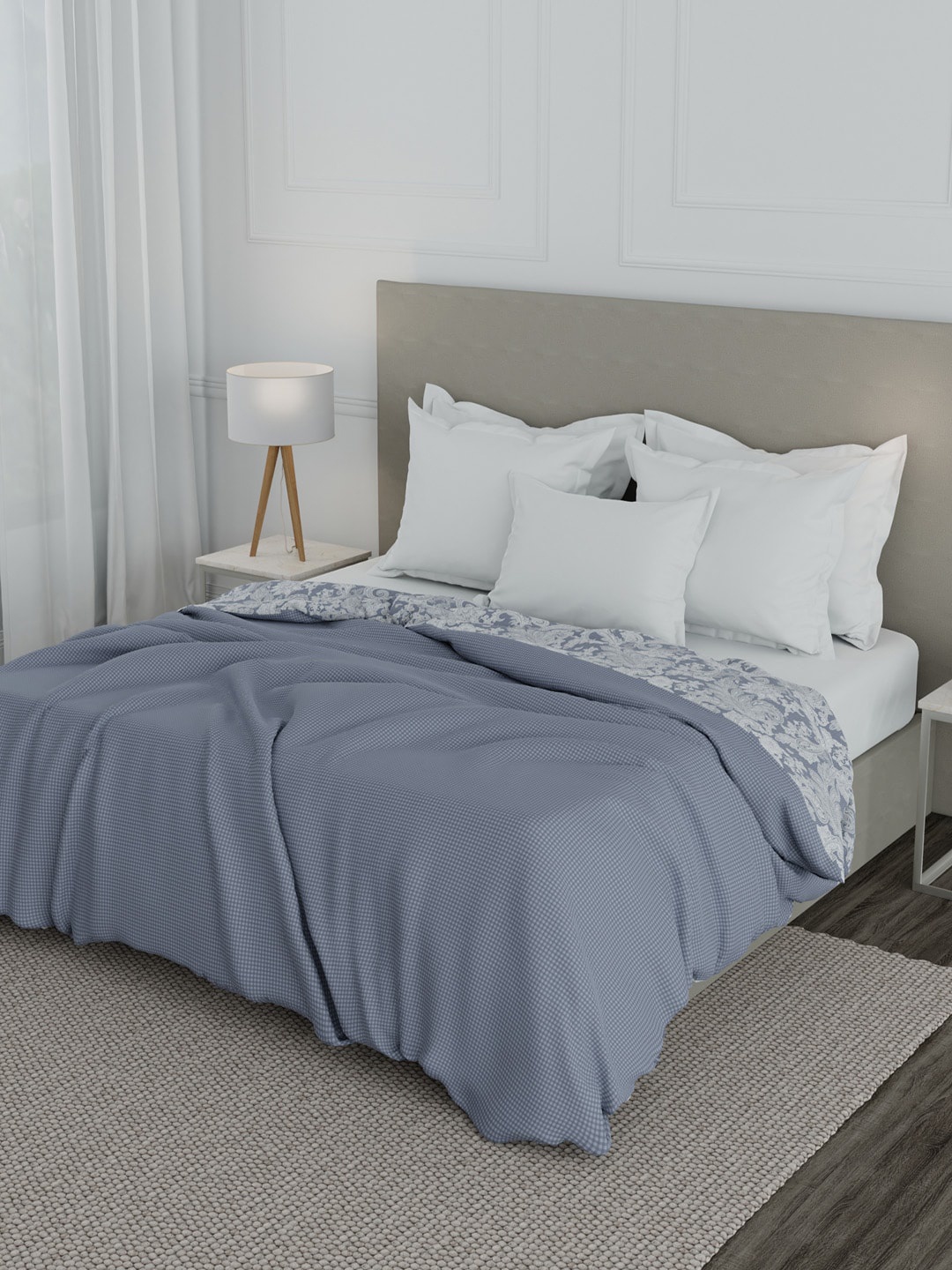 

Trident Grey & White Floral Microfiber Mild Winter Double Bed Dohar