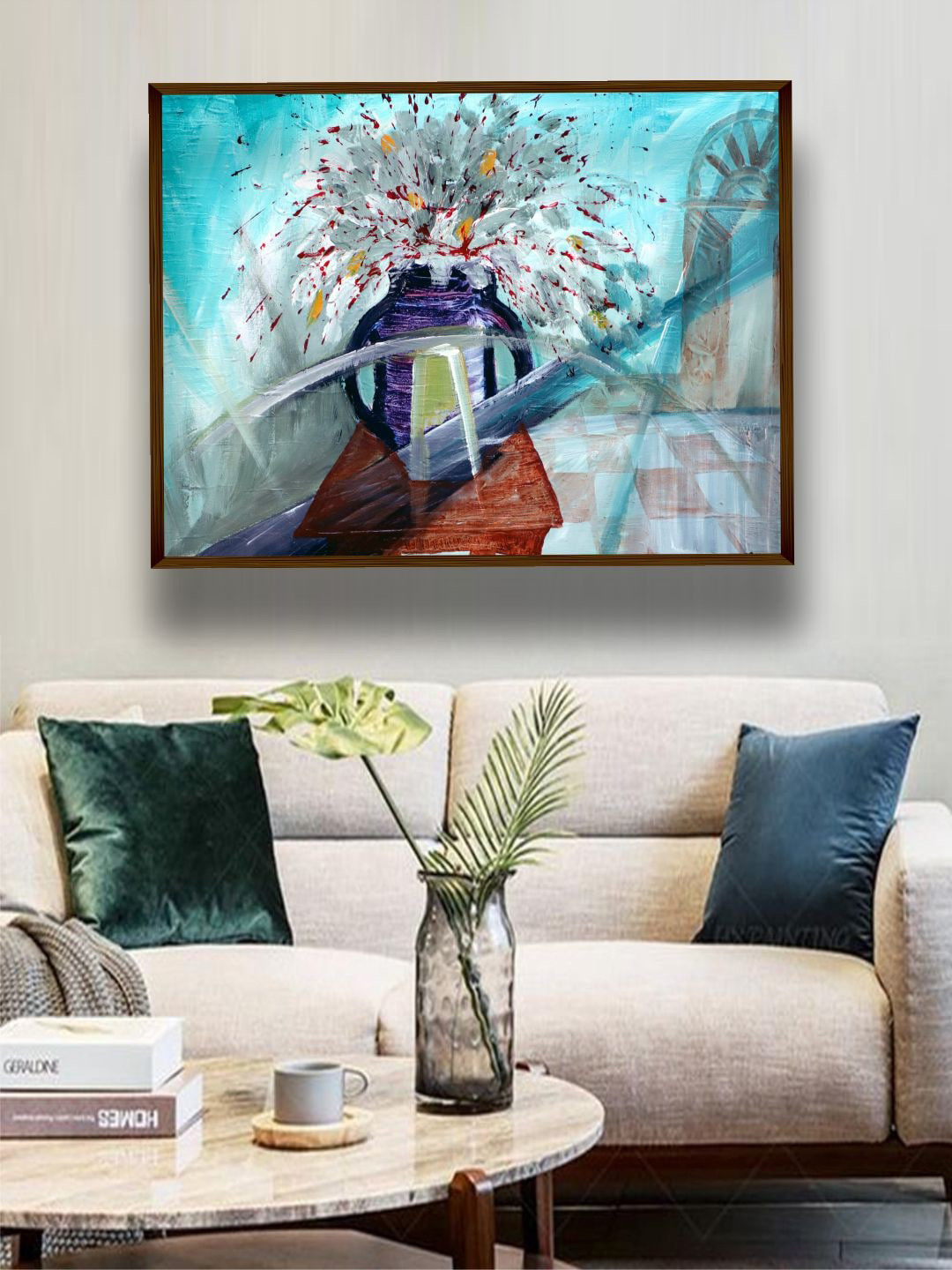 

The Art House Blue & Red Abstract Painting Wall Art, Multi