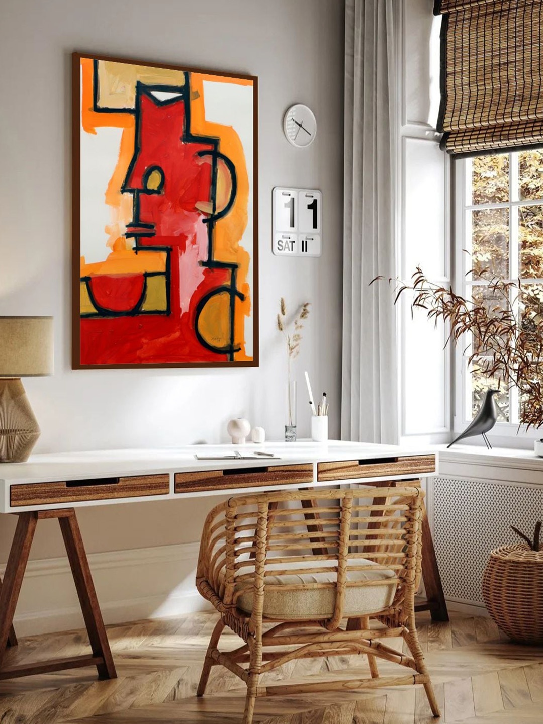 

The Art House Orange & White Abstract Painting Wall Art