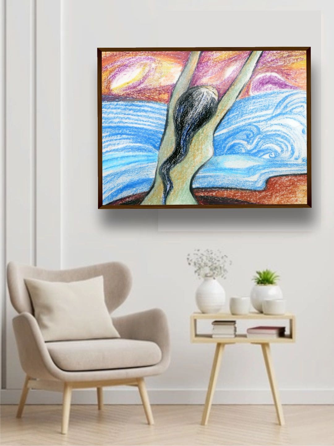 

The Art House Blue & Orange Abstract Painting Wall Art
